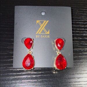 Red Teardrop Earrings by ZAXIE